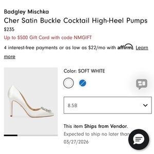 Badgley Mischka Soft White Satin Buckle Cocktail High-Heel Pumps